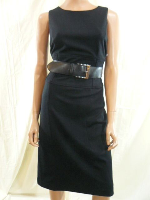 NEW Adrienne Vittadini Black Belted Ponte Knit Dress 12  