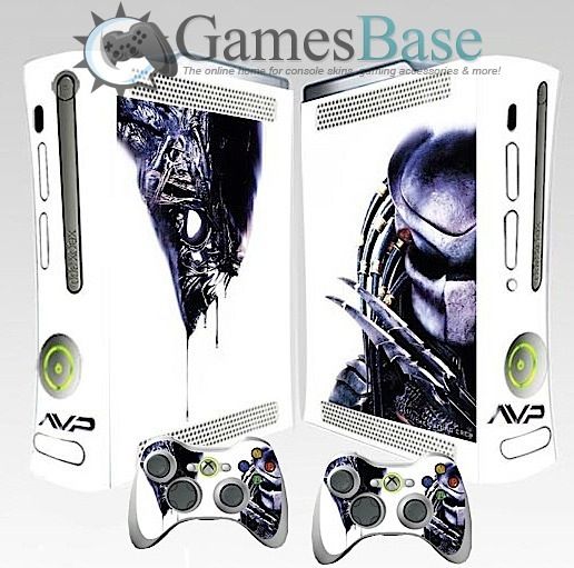 Alien Vs Predator Xbox 360 Skin Stickers + 2 Controller Skins  