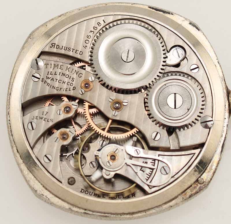 Vintage Deco Illinois Time King 12S 17J Fancy Case OF Pocket Watch 