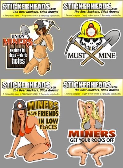 Set of 4 hard hat COAL MINERS stickers decal union  