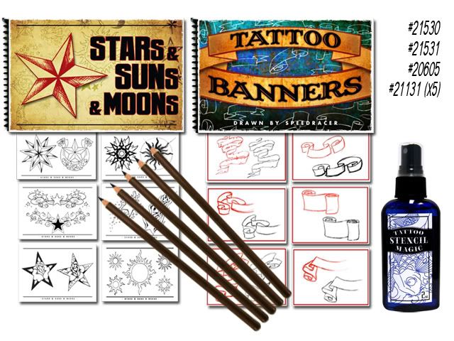 Tattoo Flash Art Book Stencil Pencils Supplies Magic  