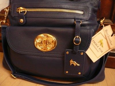 New with tag EMMA FOX genuine leather navy bag