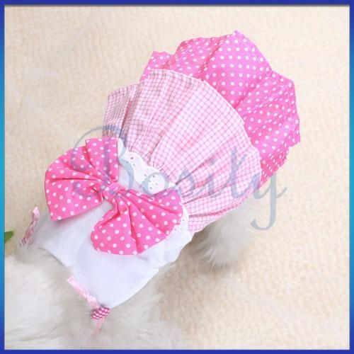 Pet Dog Layered Dress Checked Skirt Apparel Clothes   S  