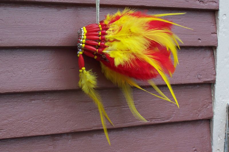 Yellow & Red Safety Pin Head Dress # 31  