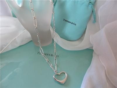 Tiffany & Co. Elsa Peretti Open Heart Link Sterling Silver Necklace 