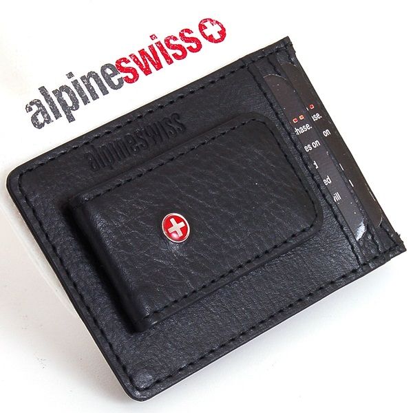 Leather Money Clip Magnet Slim Thin Front Pocket Wallet Alpine Swiss 