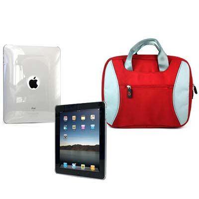 COMBO Crystal Smoke Skin + Red Case Hand Bag for iPad  