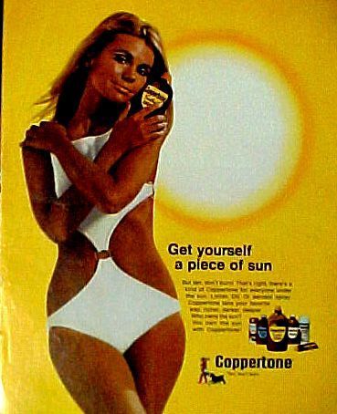 1969 Coppertone Sun Tan Lotion Sexy Women Swim Suit AD  