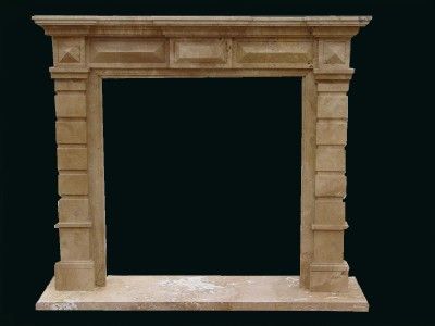 HAND CARVED TRAVERTINE MARBLE FIREPLACE MANTEL TZ8  