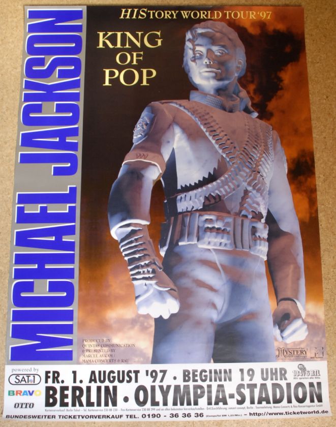 Michael Jackson original rare tour concert poster, Berlin 1997, Mint 