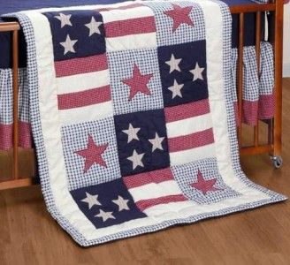 QUILT THROW Stars and Stripes Americana Red White Blue  