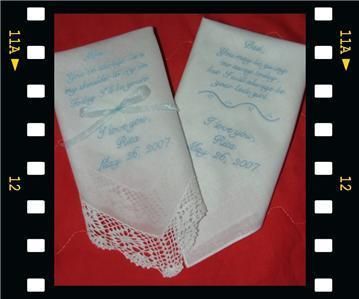 Personalized Wedding Mother Father Bride Handkerchiefs  