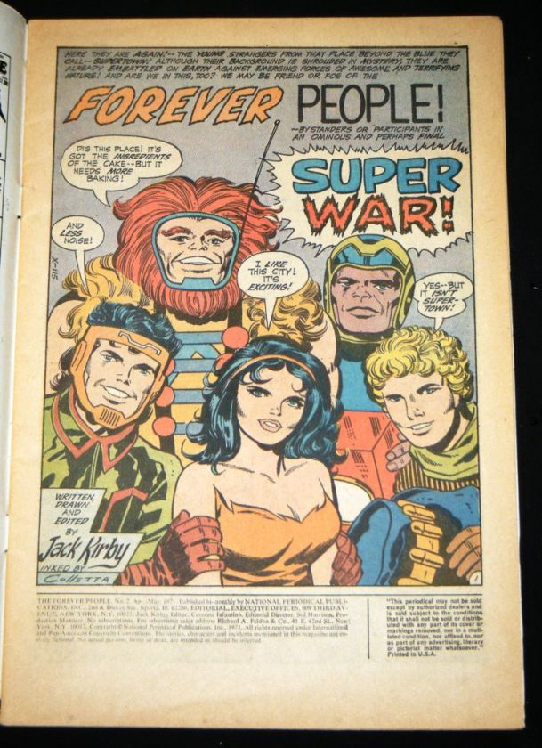 FOREVER PEOPLE #2, DC Comics 1971   Jack Kirby Story & Art   Bronze 