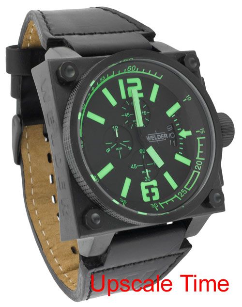 Welder Black Dial Green Index Mens Watch K23 1710 CB BK GN